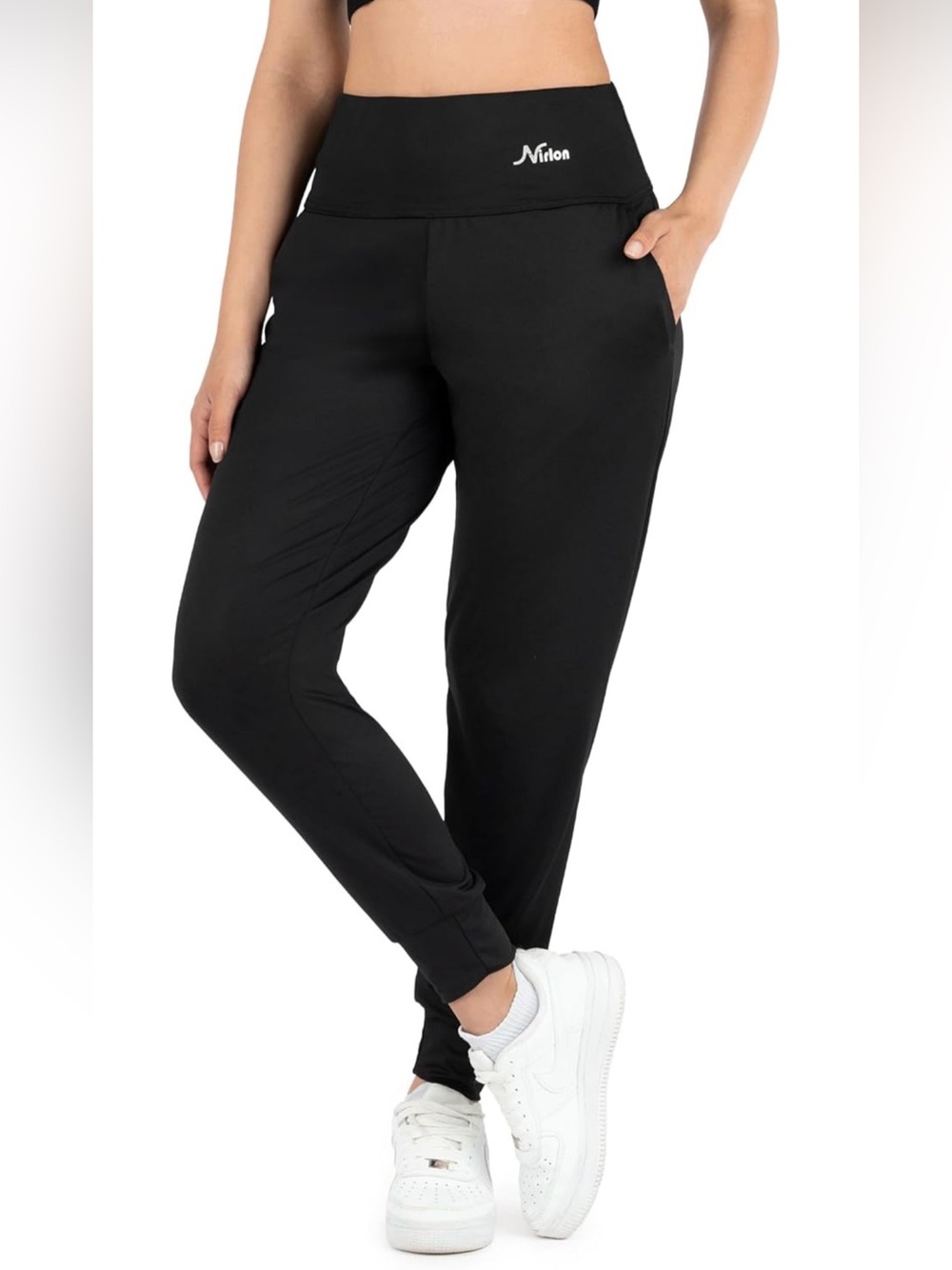 Nirlon Black High-Waist Lounge Joggers